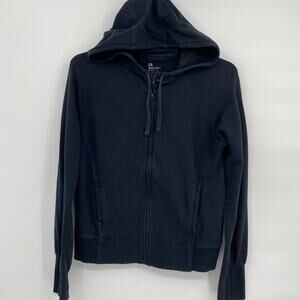 Gap Body Fit Black Full Zip Active Hoodie Sweatshirt Pleated Back Pockets S